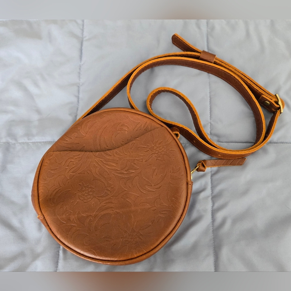Portland Leather Goods Tooled Floral Bag